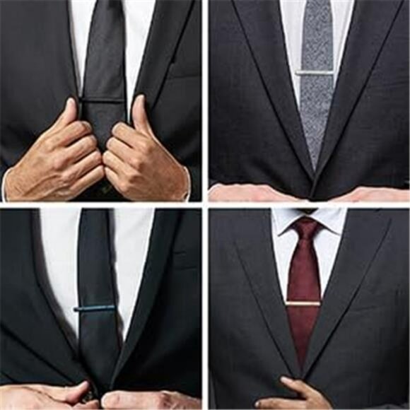 Mens tie clip set silver gold tie bar for skinny slim neckties formal accessorie - Picture 5 of 7